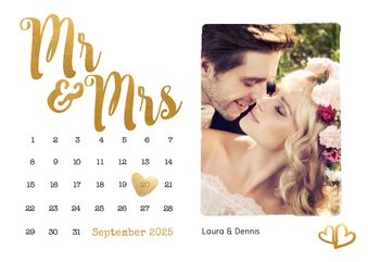 Einladungskarte zur Hochzeit Buchstaben in Goldlook