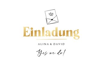 Einladungskarte zur Hochzeit Goldschrift