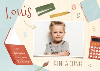 Einschulungskarte Foto & Schulsachen