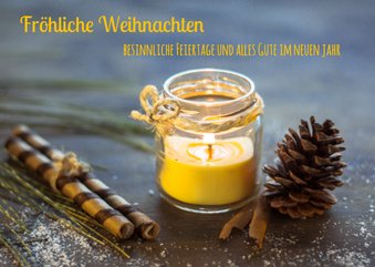 FairTrade Weihnachtskarte mit Kerze und Zimtstangen