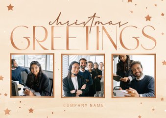 Firmenkarte 'Christmas Greetings' Fotocollage kupfer