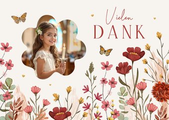 Foto-Dankeskarte Kommunion Wildblumen