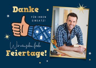 Foto-Dankeskarte zu Weihnachten Daumen hoch