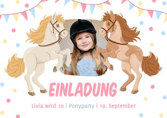 Foto-Einladung 10. Kindergeburtstag Ponyparty