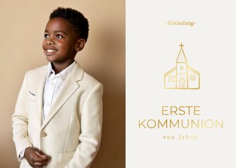 Foto-Einladungskarte Kommunion goldene Kirche 