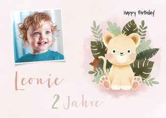 Foto-Karte Glückwünsche 2. Geburtstag kleine Löwin