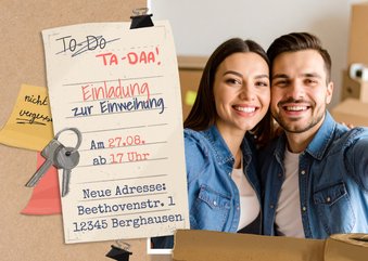 Foto-Umzugskarte To-Do Ta-Da Notiz Zettel Klebeband