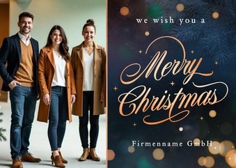 Foto-Weihnachtskarte eleganter Schriftzug 'Merry Christmas'