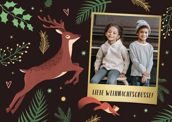 Foto Weihnachtskarte Hirsch & Eichhörnchen