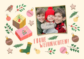 Foto-Weihnachtskarte kleine Symbole