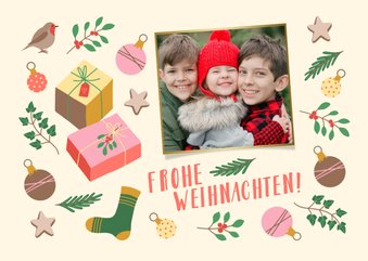 Foto-Weihnachtskarte kleine Symbole