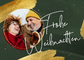 Foto-Weihnachtskarte Pinselstriche Goldlook