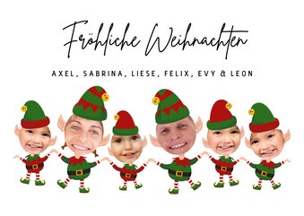 Foto-Weihnachtskarte sechs Wichtel 