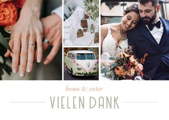 Fotocollage Dankeskarte Hochzeit moderne Klassik