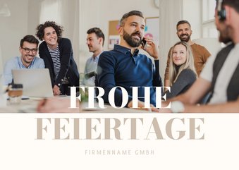 Fotocollage Frohe Feiertage schlicht beige Weihnachtskarte