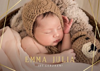 Fotokarte Baby mit Schrift und Linien