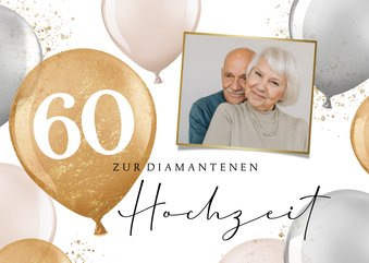 Fotokarte Diamantene Hochzeit Luftballons