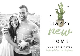 Fotokarte Einweihung 'happy new home' mit Kaktus