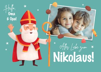 Fotokarte Grüße zum Nikolaus lustig illustriert