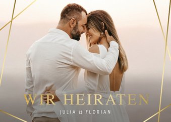 Fotokarte Hochzeitseinladung feines Linienspiel 