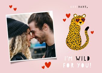 Fotokarte Valentinstag Leopard