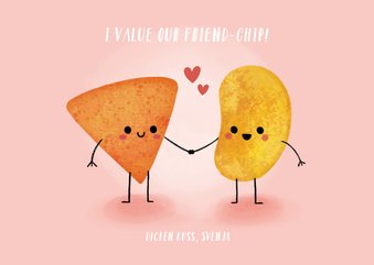 Freundschaftskarte 'friend-chip' mit Chips und Herzchen