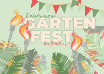 Gartenfest Blätter und Fackeln