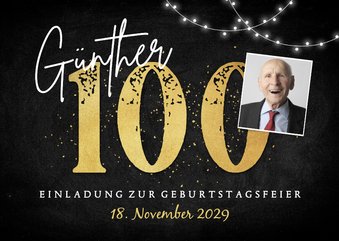 Geburtstagseinladung 100 Jahre Foto und Lichterkette