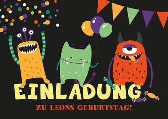 Geburtstagseinladung Kleine Monster 10. Geburtstag