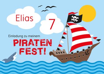 Geburtstagseinladung mit Piratenschiff 7. Geburtstag