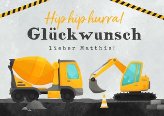 Geburtstagskarte 3. Geburtstag mit Bagger