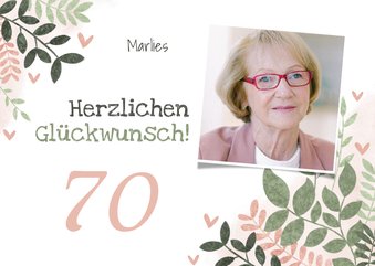 Geburtstagskarte 70. Geburtstag Foto & Blumen