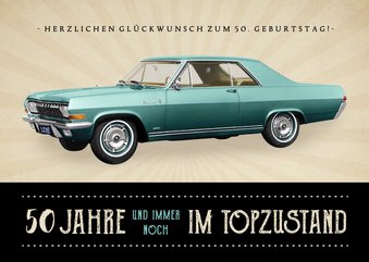 Geburtstagskarte Auto Klassiker blau