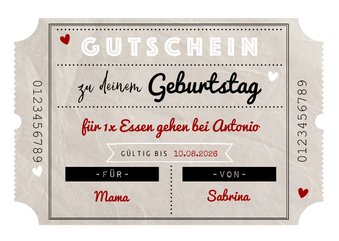 Geburtstagskarte mit Geschenkgutschein rot