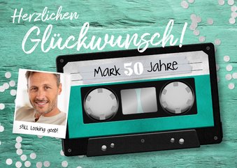 Geburtstagskarte Musikkassette mit Foto