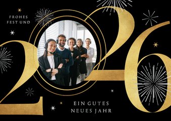 Geschäftliche Foto-Weihnachtskarte Neujahr Feuerwerk
