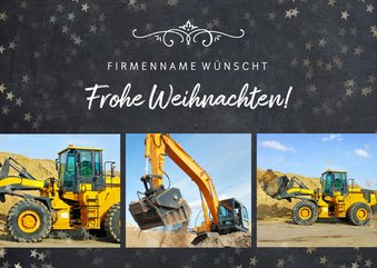 Geschäftliche Weihnachtskarte mit 3 Fotos und Ornamenten