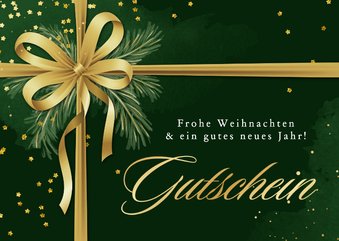 Geschenkgutschein Tannenzweige Schleife Weihnachten