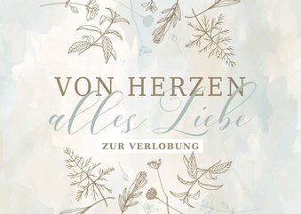 Glückwunsch zur Verlobung mit Aquarell und Blumen