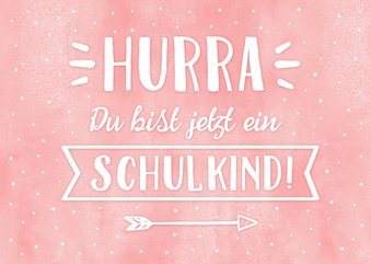 Glückwunschkarte Einschulung rosa Aquarell