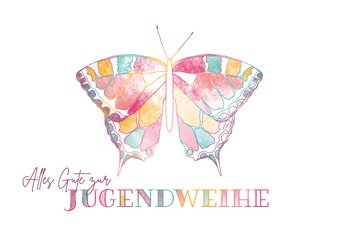 Glückwunschkarte Jugendweihe bunter Schmetterling