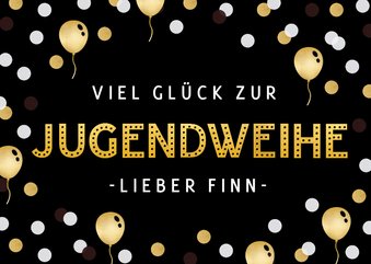 Glückwunschkarte Jugendweihe Luftballons & Konfetti