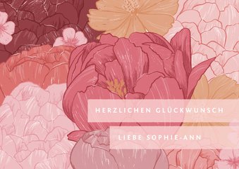 Glückwunschkarte mit gezeichneten Blüten