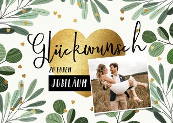 Glückwunschkarte Rosenhochzeit Foto und Herz