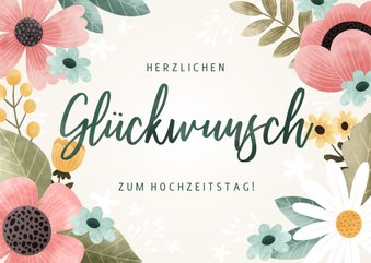 Glückwunschkarte zum Hochzeitstag Blumen