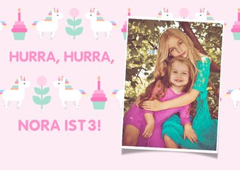 Glückwunschkarte zum Kindergeburtstag Einhorn & Cupcake