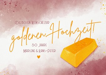 Glückwunschkarte zur goldenen Hochzeit Goldbarren