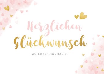 Glückwunschkarte zur Hochzeit Rosa und Gold