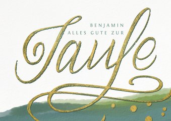 Glückwunschkarte zur Taufe mit Hand-Lettering Gold