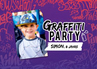 Graffiti Kindergeburtstagseinladung im Hip Hop-Style 8 Jahre